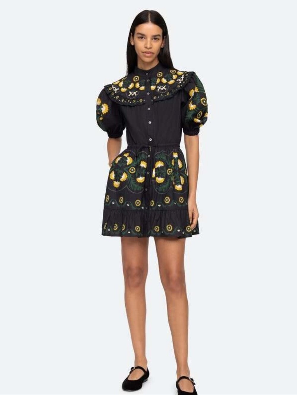 SEA NEW YORK PERLE PRINT PUFF SLEEVE DRESS SIZE SMALL